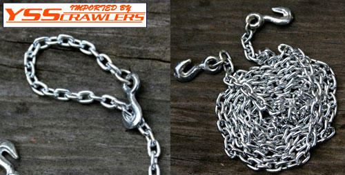 Gear Head RC 1/10 Scale (approx. 5/16inch) chain, 24 inches long (20 scale feet) with grab hooks